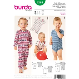 Burda B9384 Babie's Bodysuit and Rompers Sewing Pattern