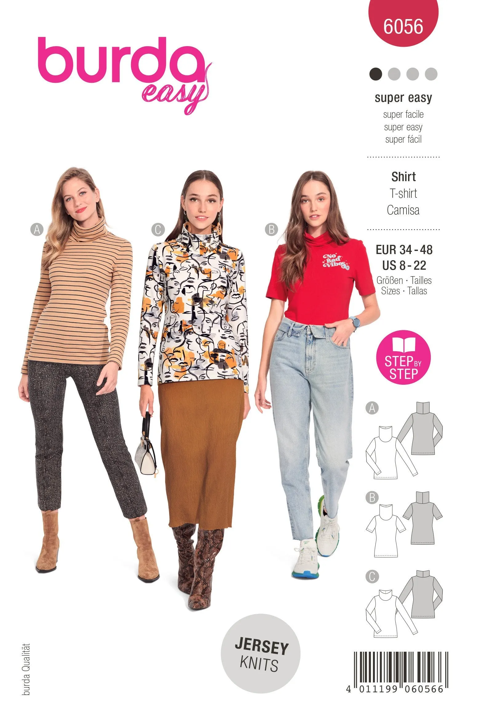 Burda Sewing Pattern 6056 Turtleneck Top