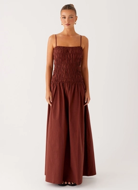 Burnt Orange Brooke Maxi Dress - Chocolate Smart Vibe Elegant Cut Brooke Maxi Dress - Chocolate