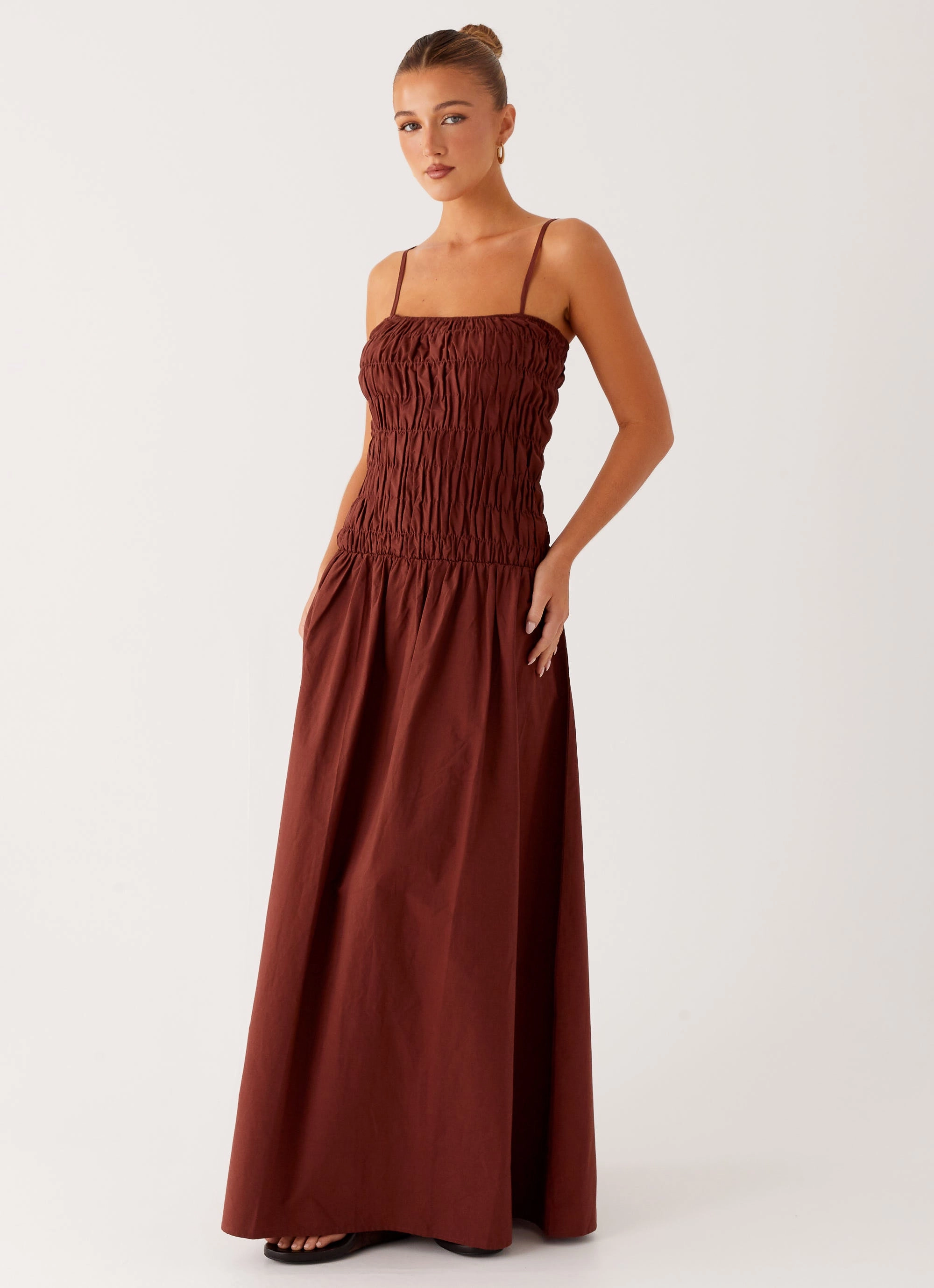 Brooke Maxi Dress - Chocolate loose silhouette