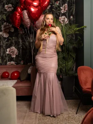 Busan Sweetheart Shimmer Mesh Mermaid Maxi Dress
