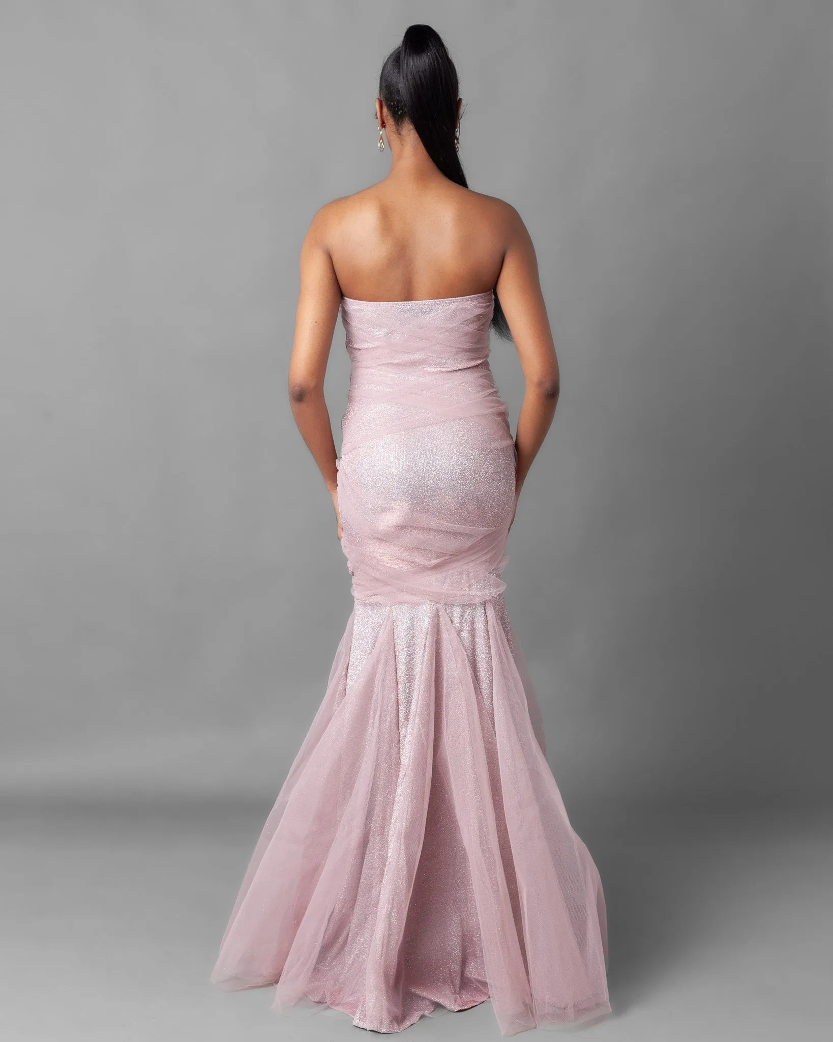 Busan Sweetheart Shimmer Mesh Mermaid Maxi Dress