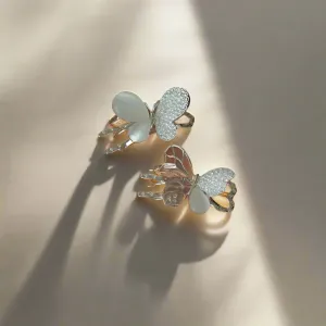 Butterfly and Flower Opal Hair Clips