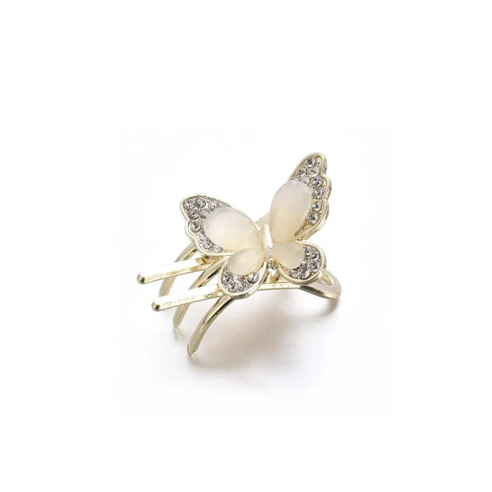 Butterfly and Flower Opal Hair Clips