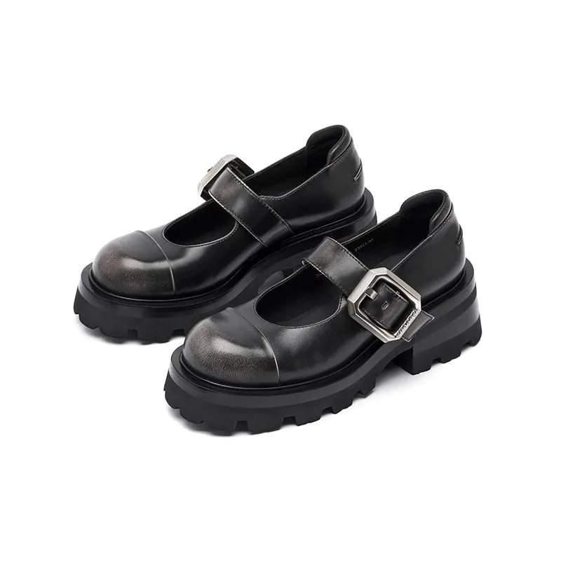 Butterfly Manor Thorns Series Brush Colored Strap Mary Jane Shoes In Black