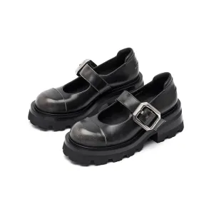 Butterfly Manor Thorns Series Brush Colored Strap Mary Jane Shoes In Black