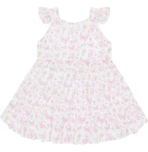 Butterfly Print Ruffle Dress
