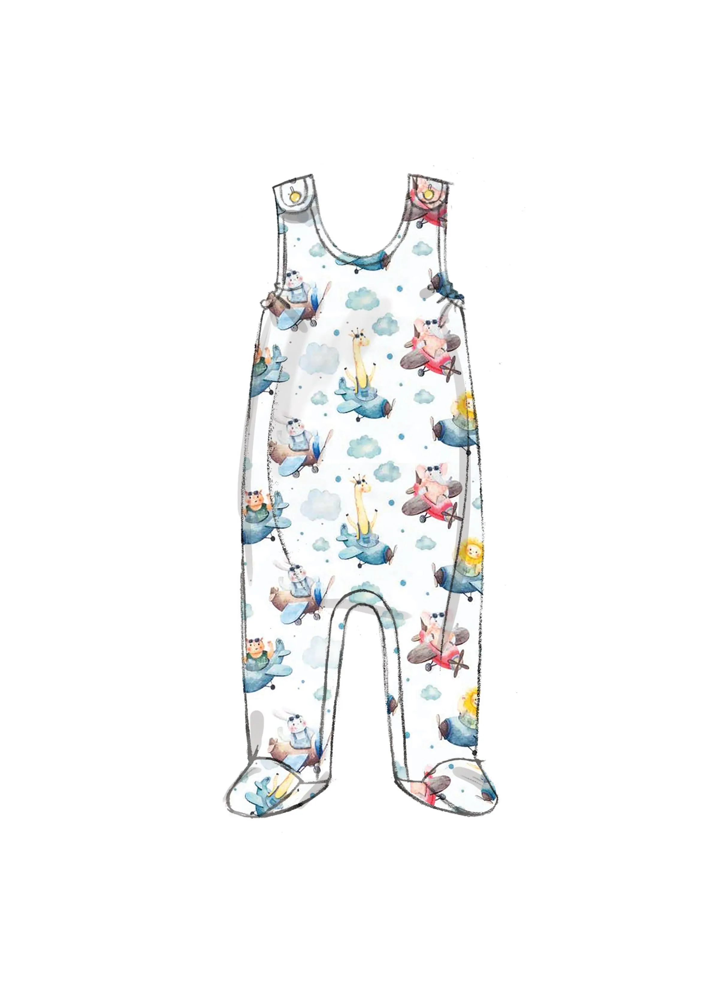 Butterick Pattern B6970 Infants' Jacket, Tops, Dress, Rompers, Diaper Cover and Hat