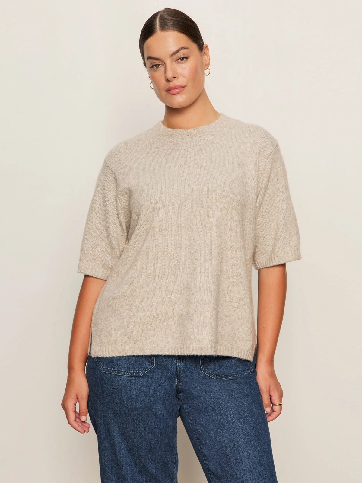 Perfect Sweater Tee Heather Pearl Extended Sizing Light Drape City Casual