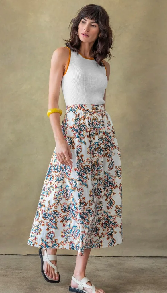 Button Front Long Skirt
