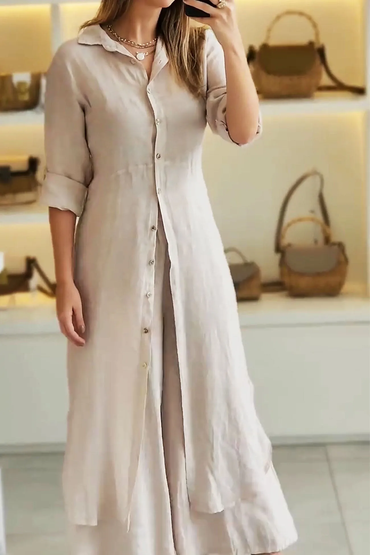 Button Long Shirts Long Pants Two-piece Suit
