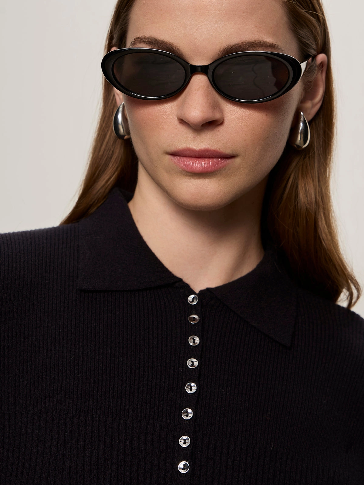 Daily Favorite Button Down Variegated Cardi Black