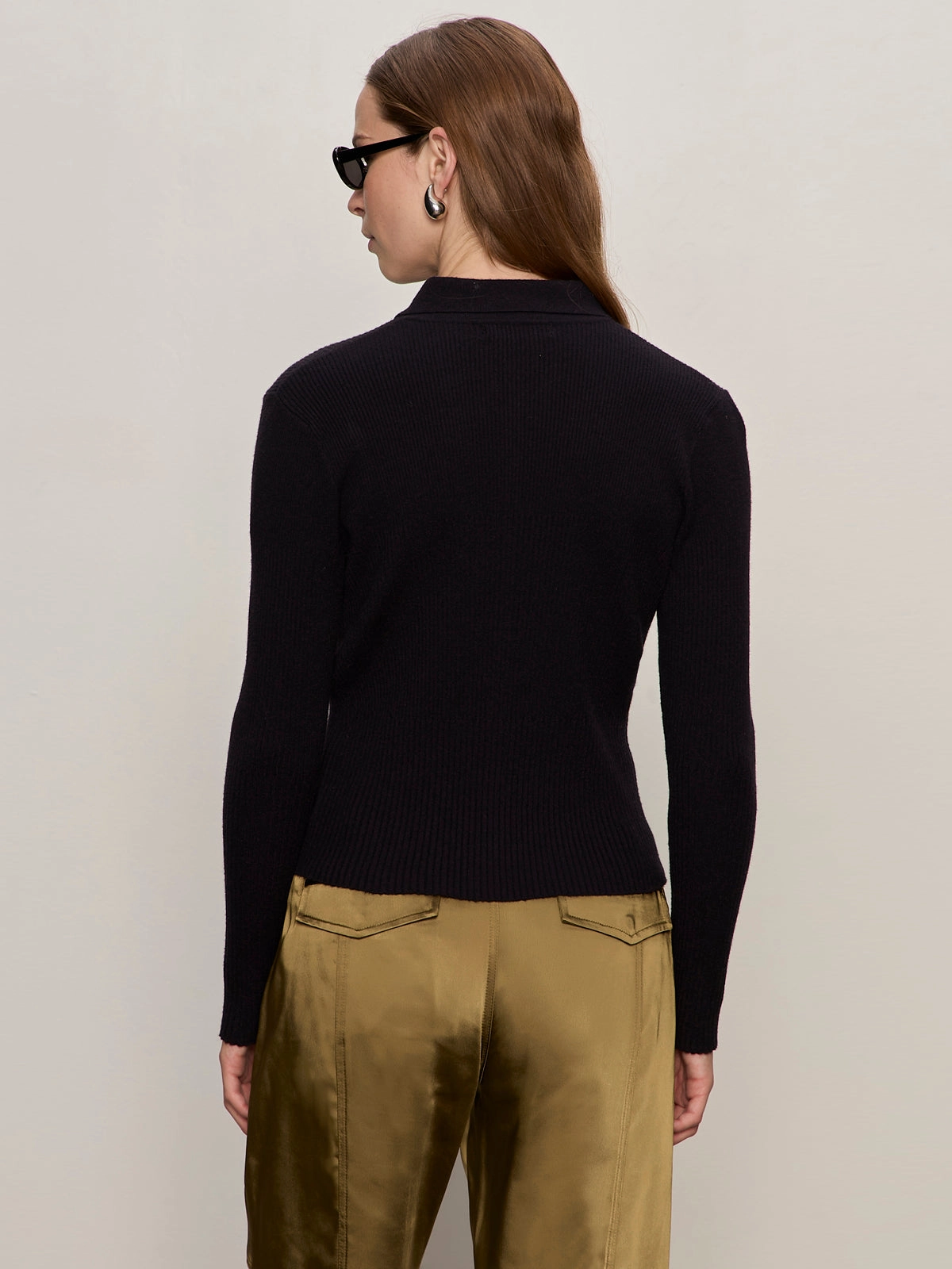 Button Down Variegated Cardi Black Unstructured Fit