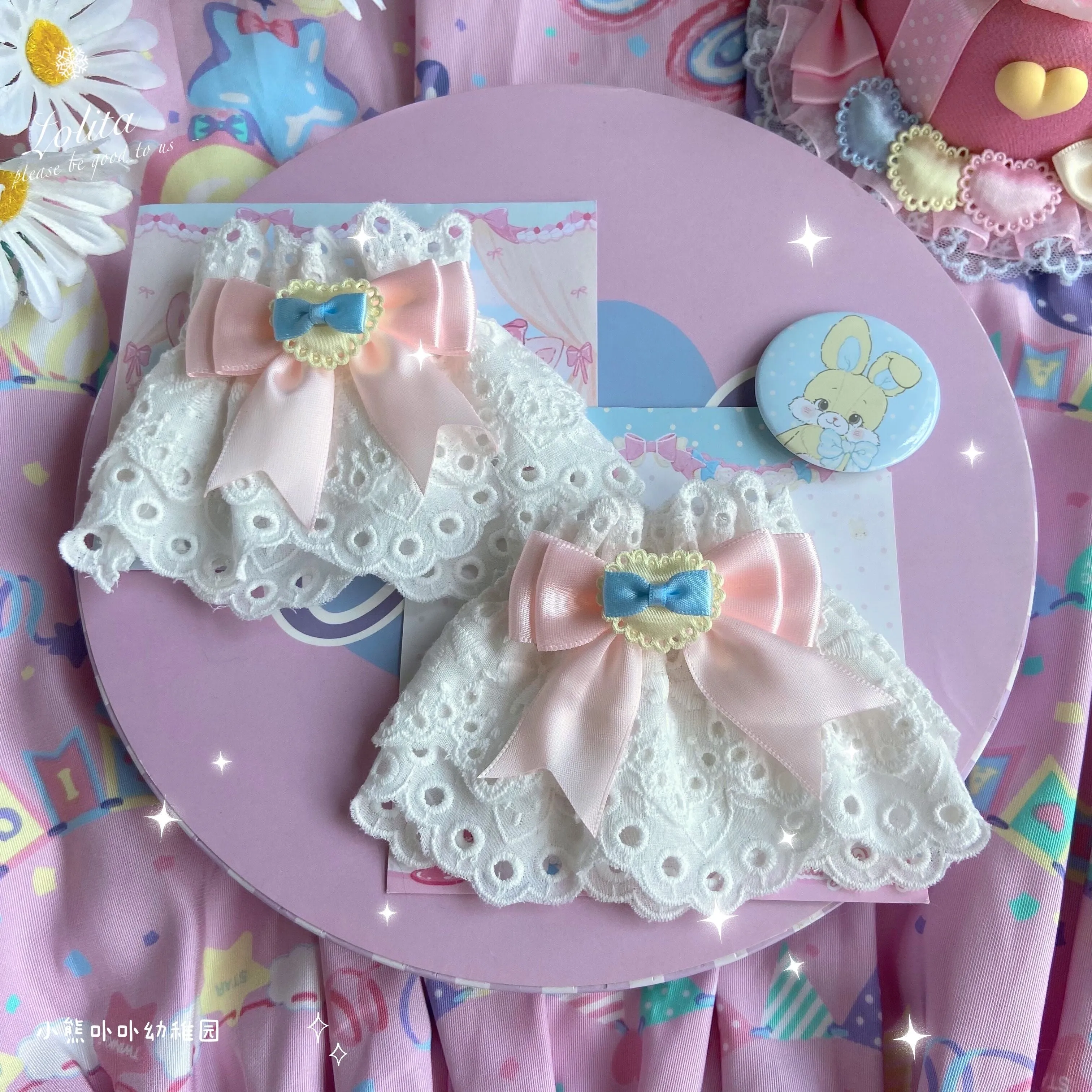 (Buyforme)Bear Doll~Sweet Lolita Cuff with Heart and Bow