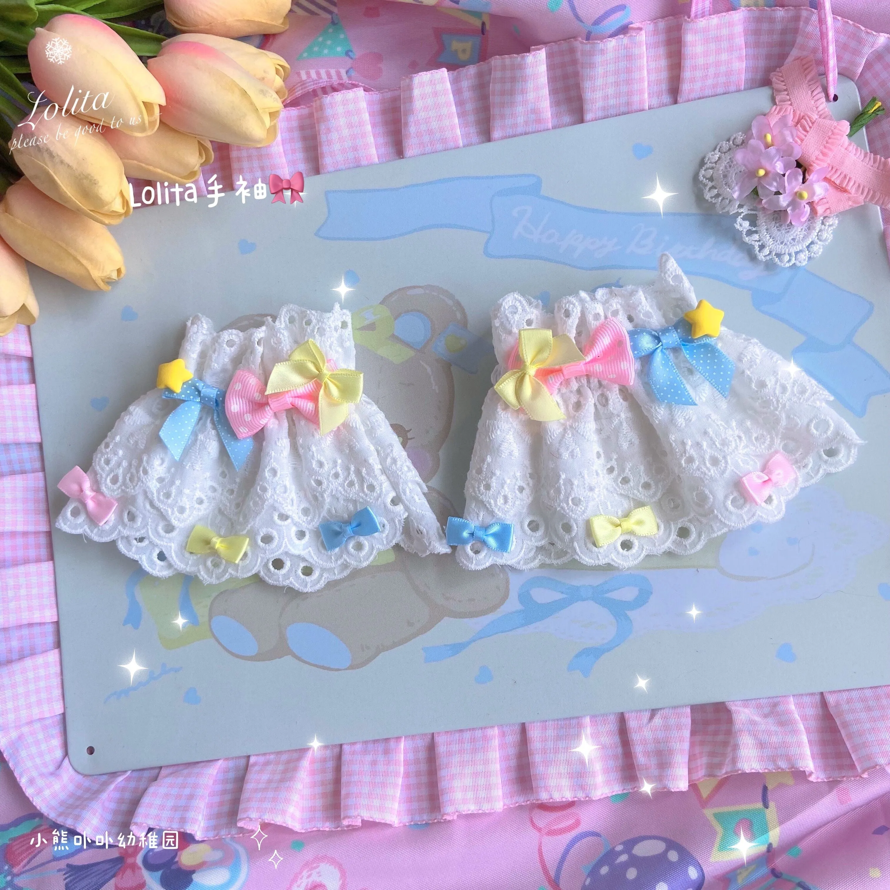 (Buyforme)Bear Doll~Sweet Lolita Cuff with Heart and Bow