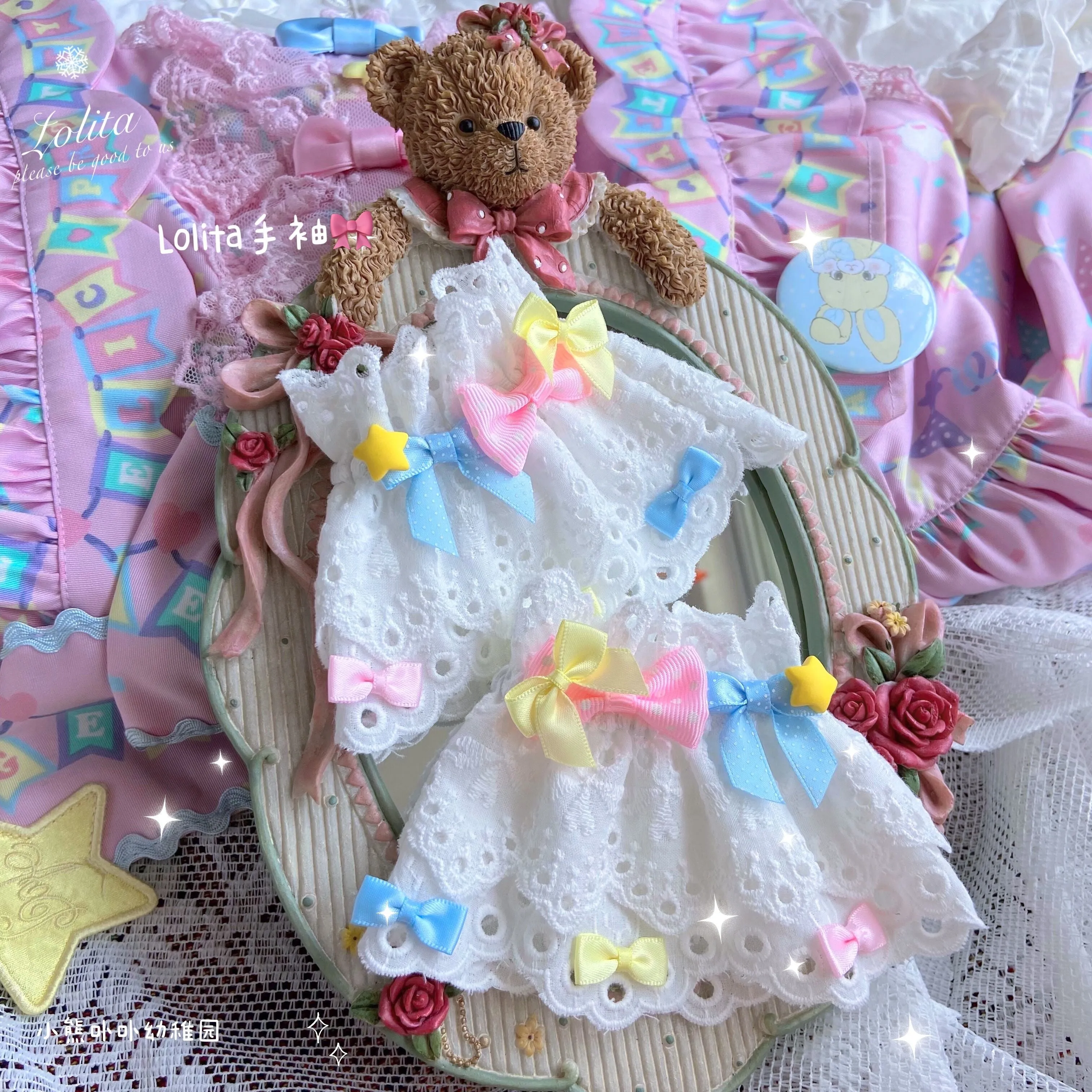 (Buyforme)Bear Doll~Sweet Lolita Cuff with Heart and Bow