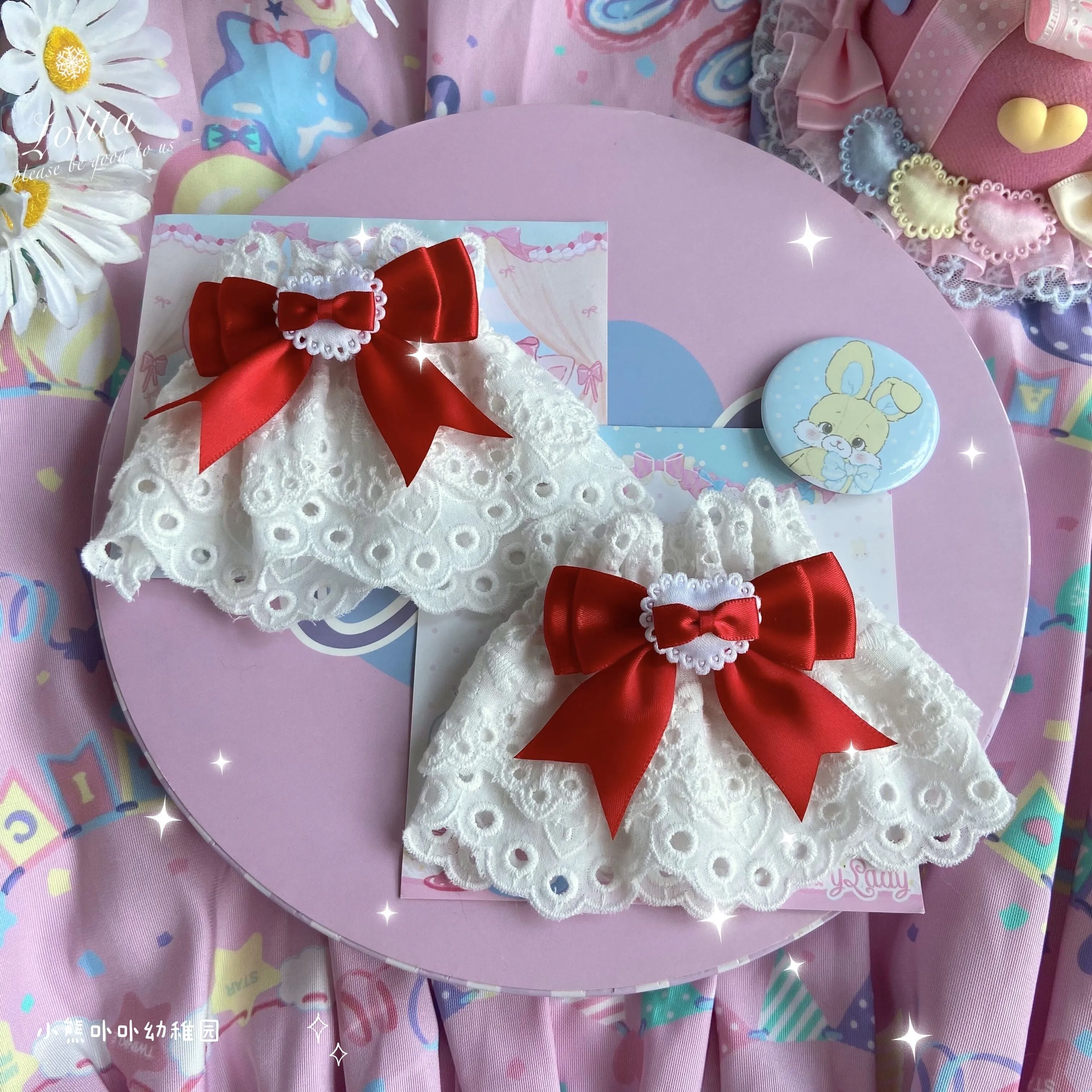 (Buyforme)Bear Doll~Sweet Lolita Cuff with Heart and Bow