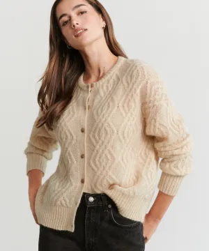 Cable Crewneck Cardigan HighDensityWeave Regular Fit Everyday Jacket Cable Crewneck Cardigan