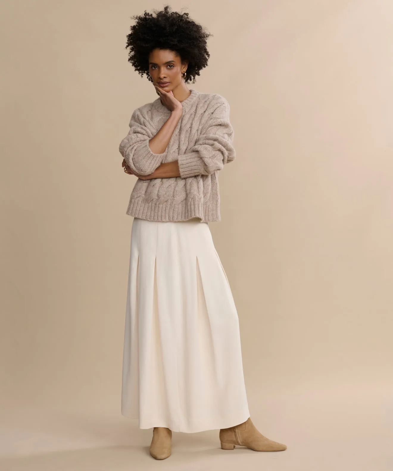 FrictionReducing QuickDry Texture Cable Serena Crewneck