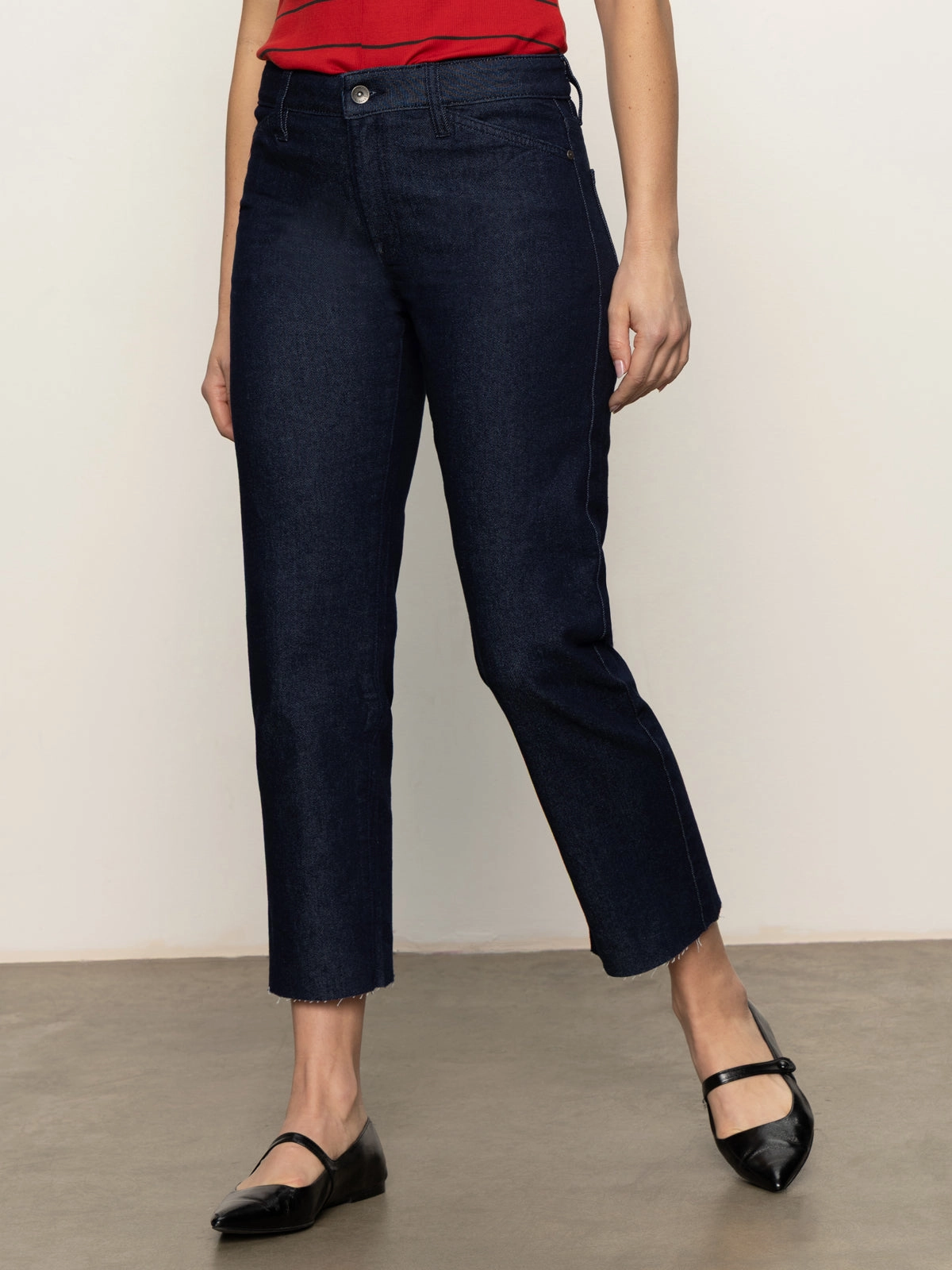 Breathable fabric Frayed hem Cadence 90'S Straight Crop Jeans Plot Twist