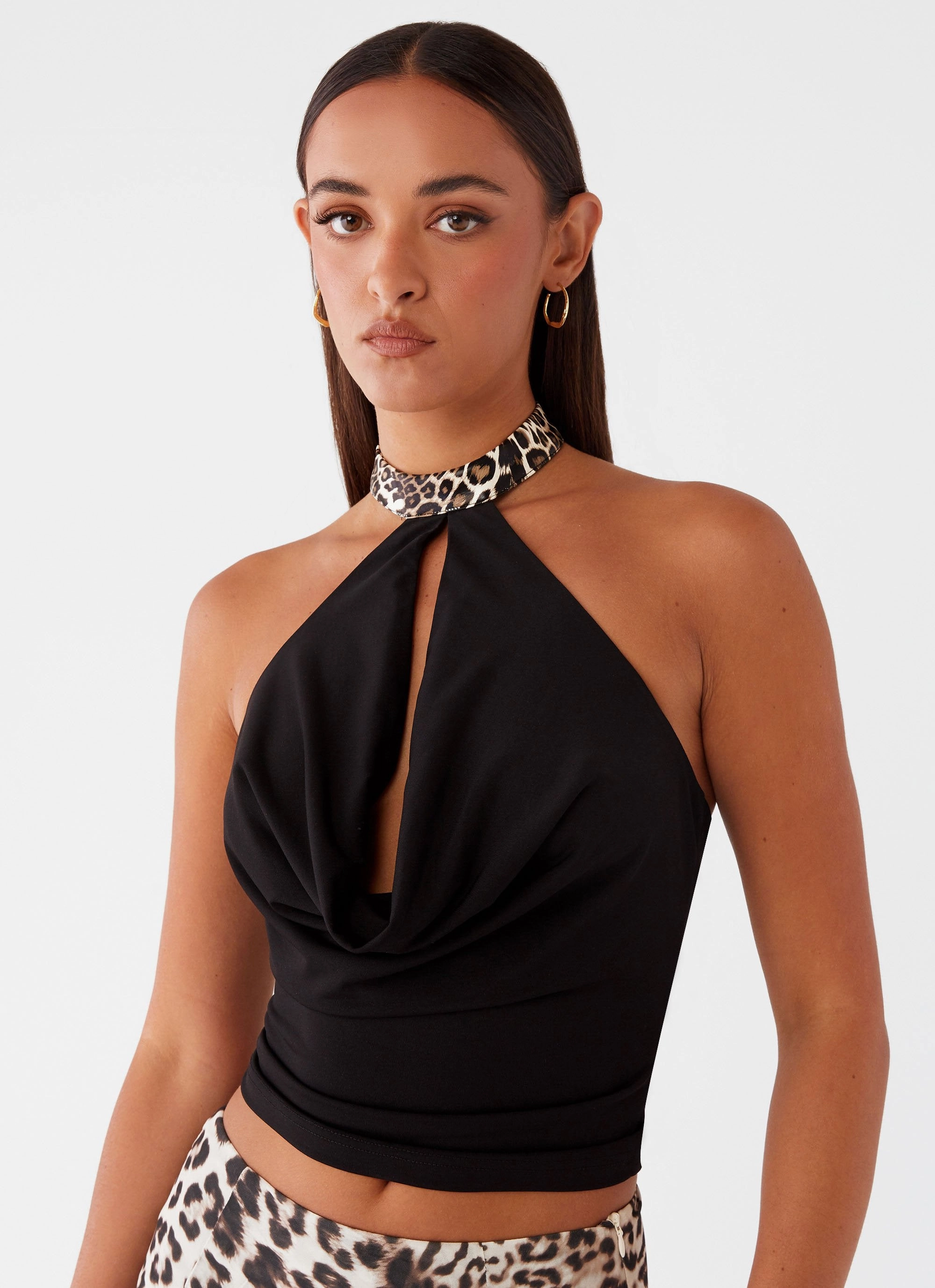 Cairo Halter Top - Black Reflective details