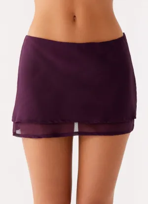 Caleb Mini Skirt - Plum Effortless Ease Tight Fit Simple Silhouette Caleb Mini Skirt - Plum