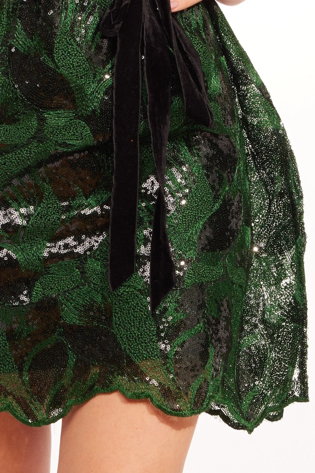 All-season garment Empire Waist Callas Mini Dress - Christmas Green