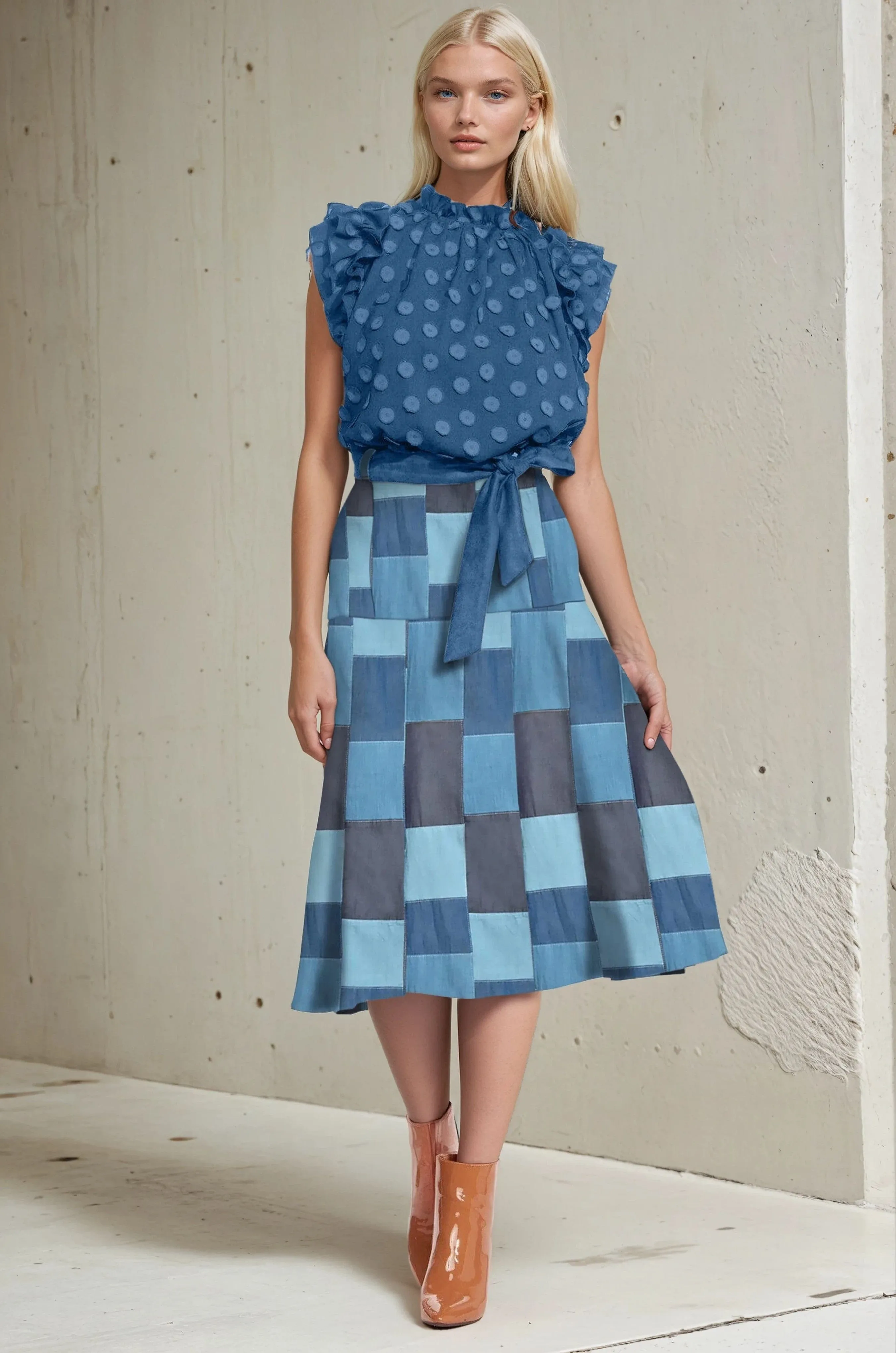 Seasonal Must Have Allas Skirt - Denim Patchwork