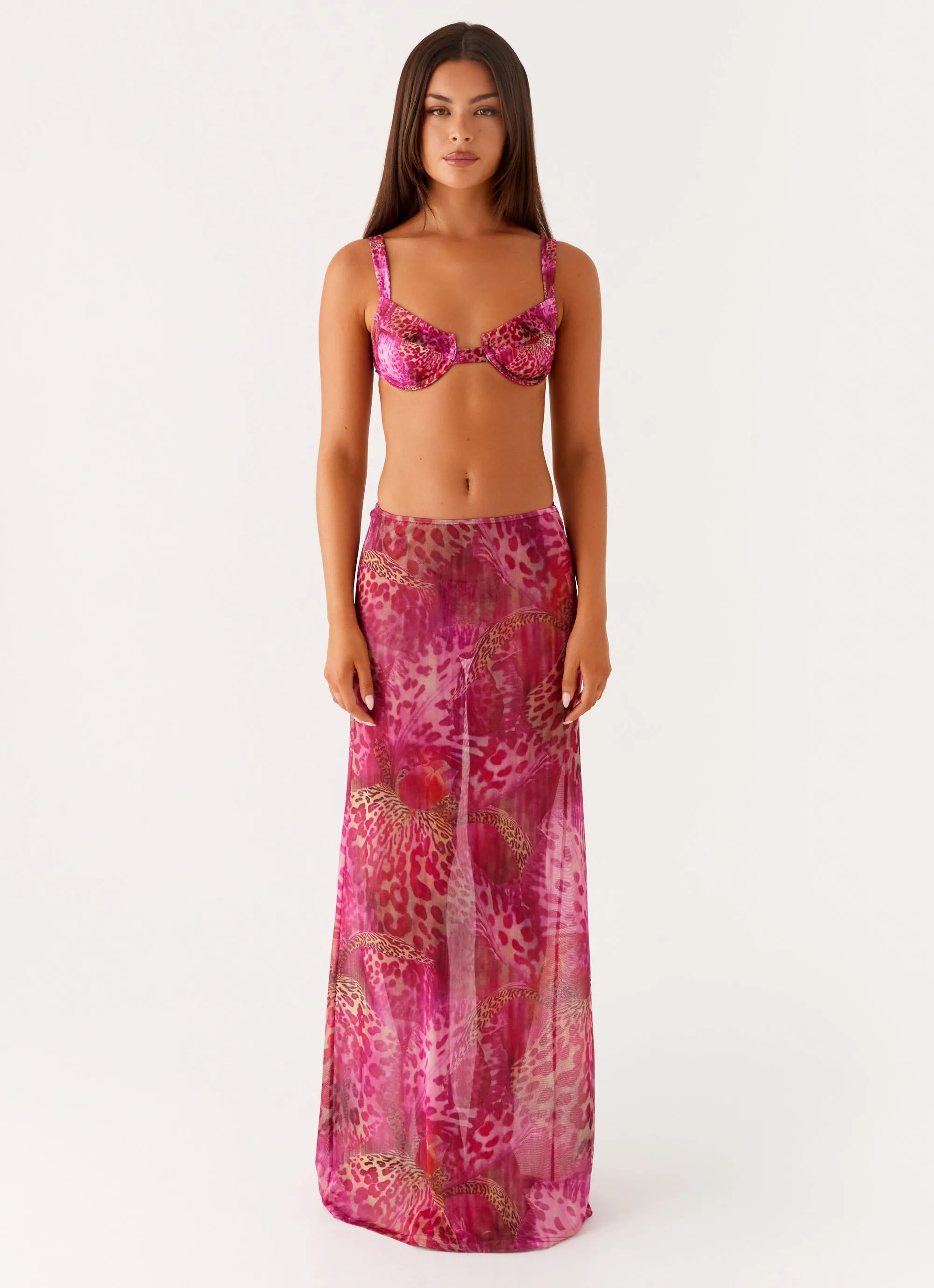 Tapered leg Rubberized Hem Camellia Maxi Skirt - Lavender Lagoon