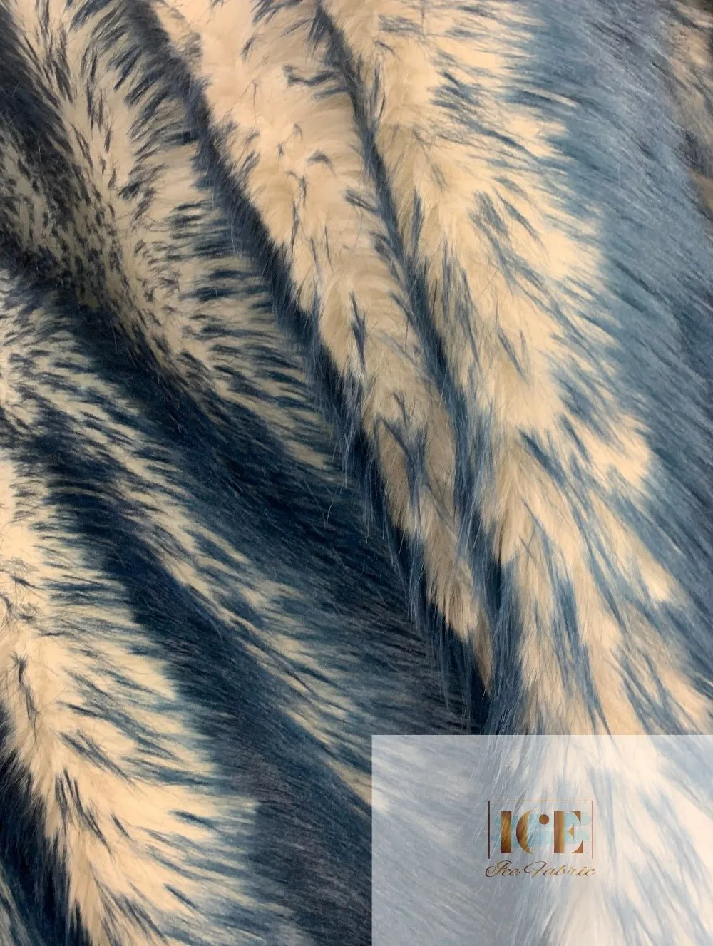 Canadian Fox 2 Tone Shaggy Long Pile Faux Fur Fabric For Blankets, Costumes, Bed Spread