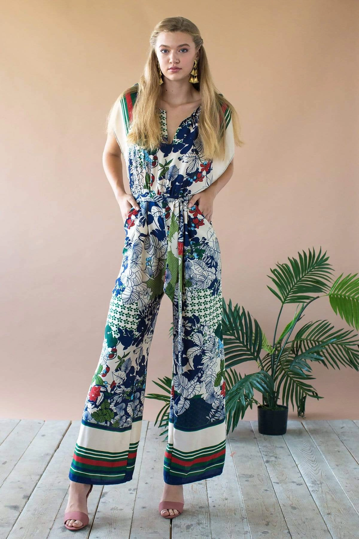 ReflectiveTrims LaserCut Edges Candice Jumpsuit - Paradiso Stripe