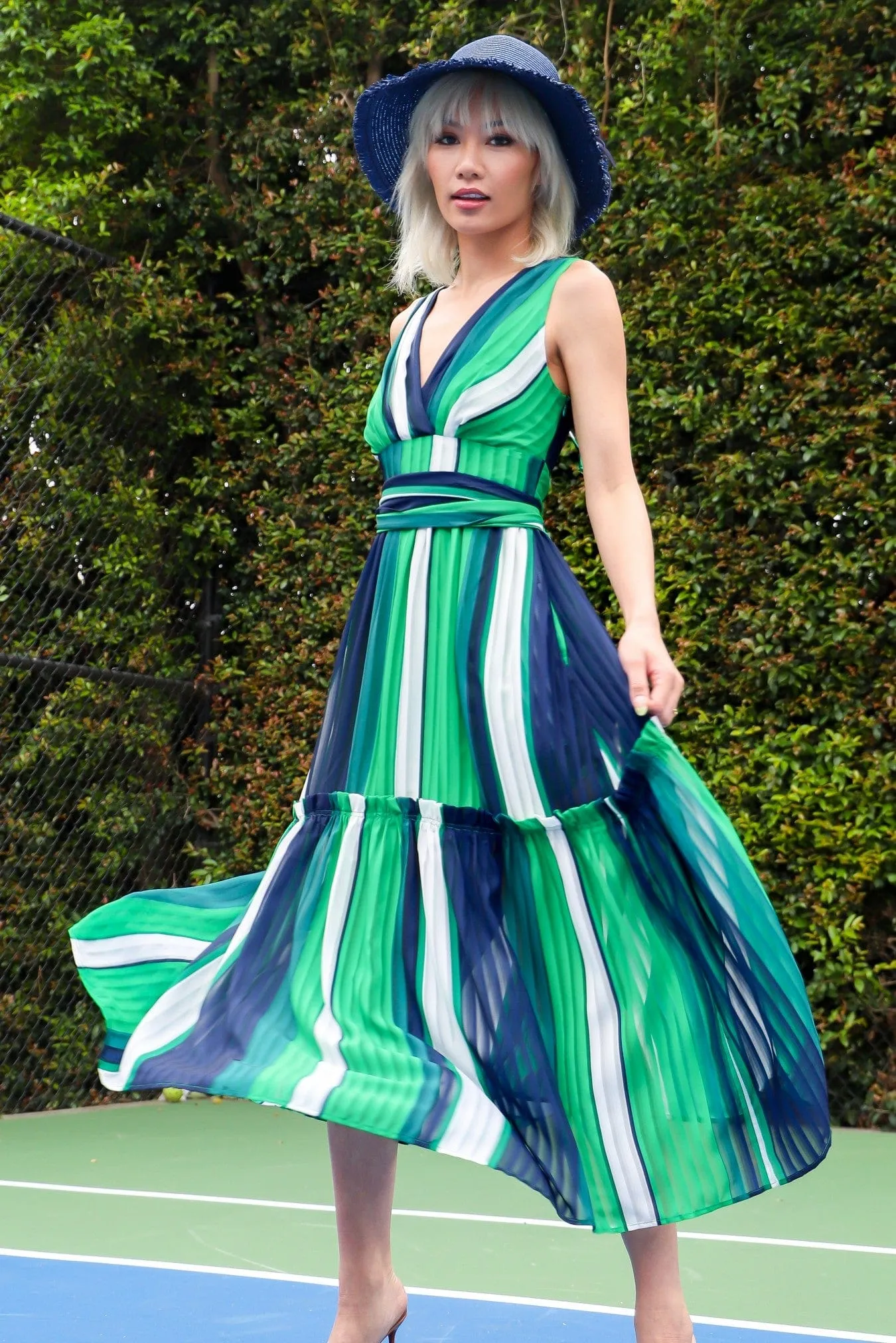 Timeless Layer Classic-style Candille Dress -Courtside Stripe