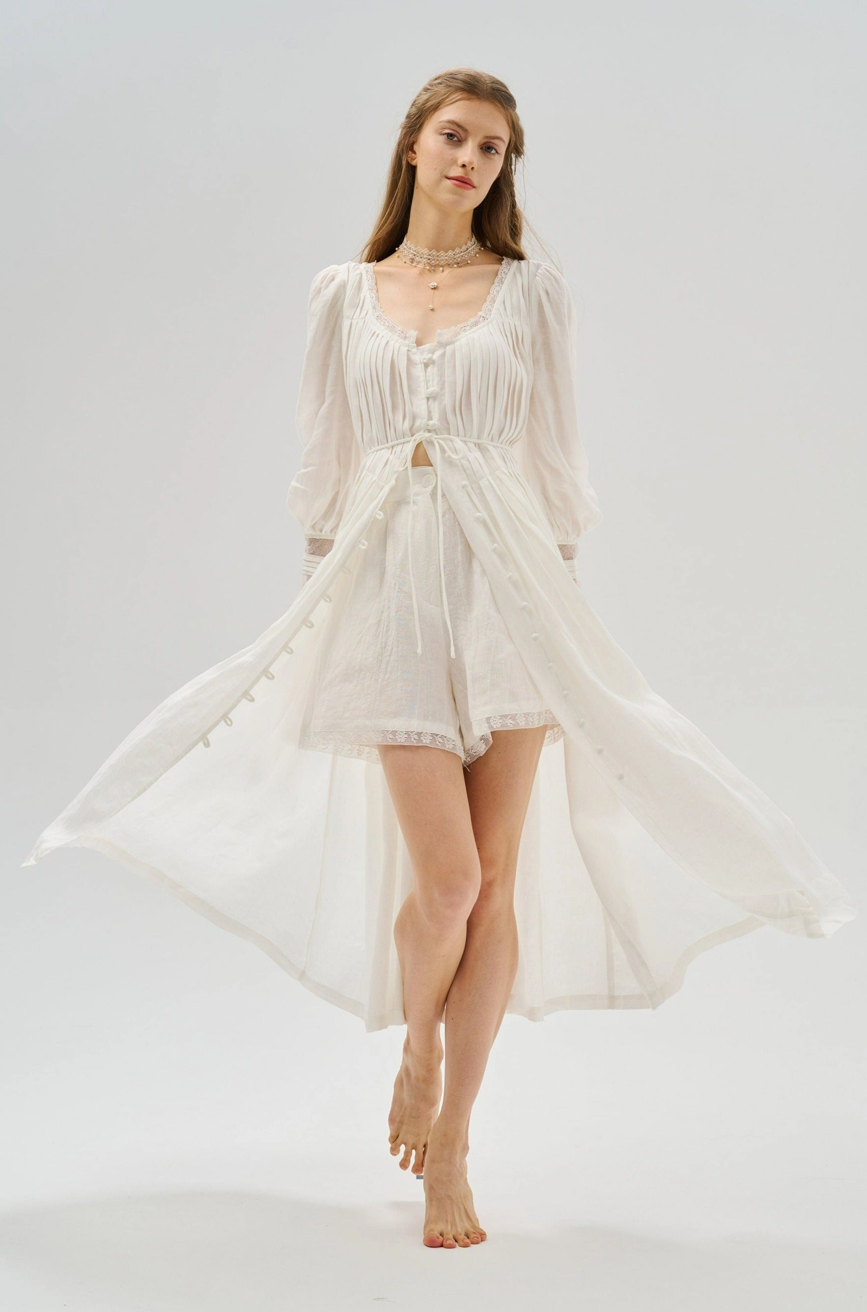 Canna 34 | 100% Linen Short with lace Soft Fleece Interior