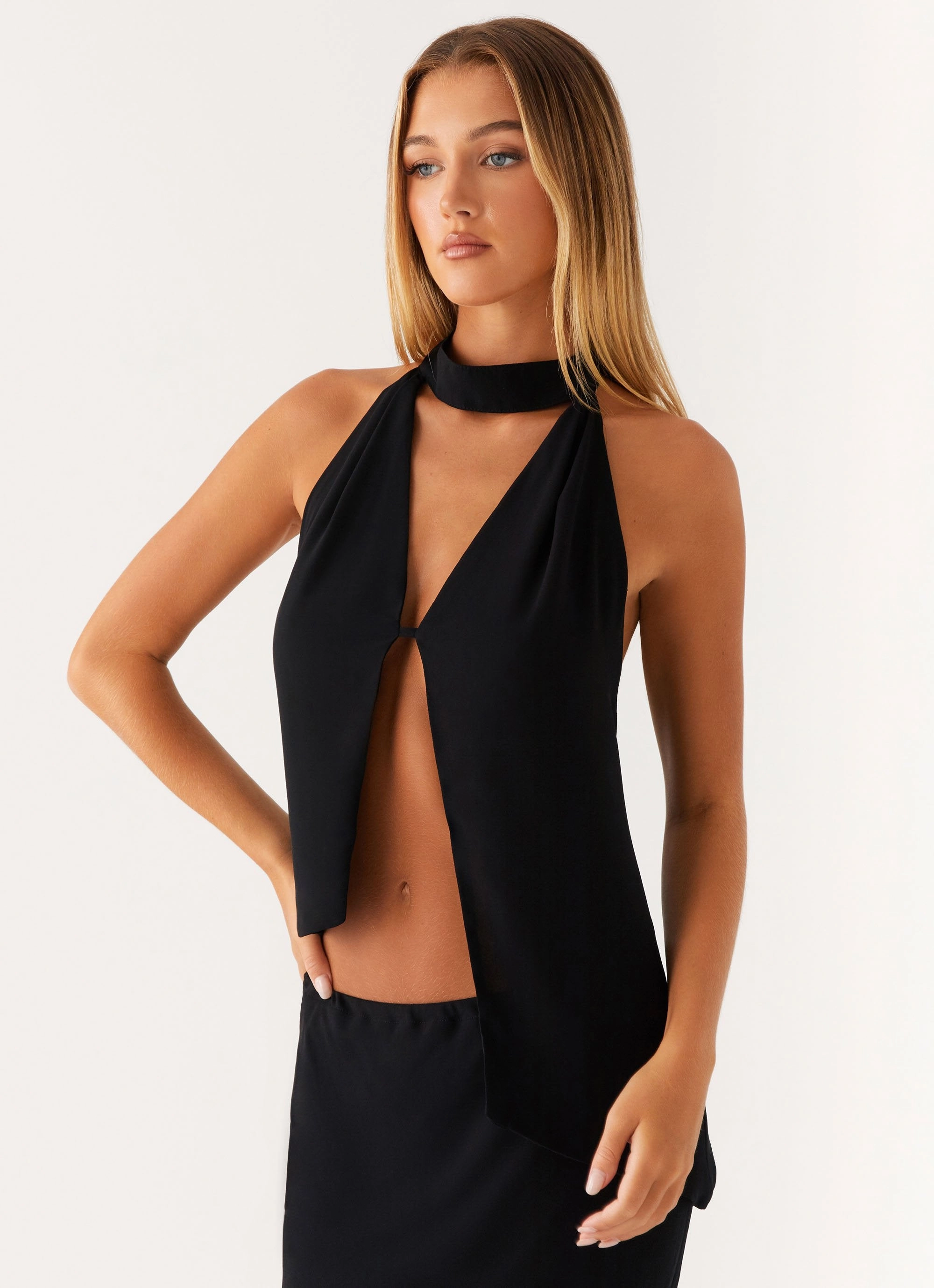 Earthy Tone Colorways ReinforcedEdges Canyon Halter Top - Black