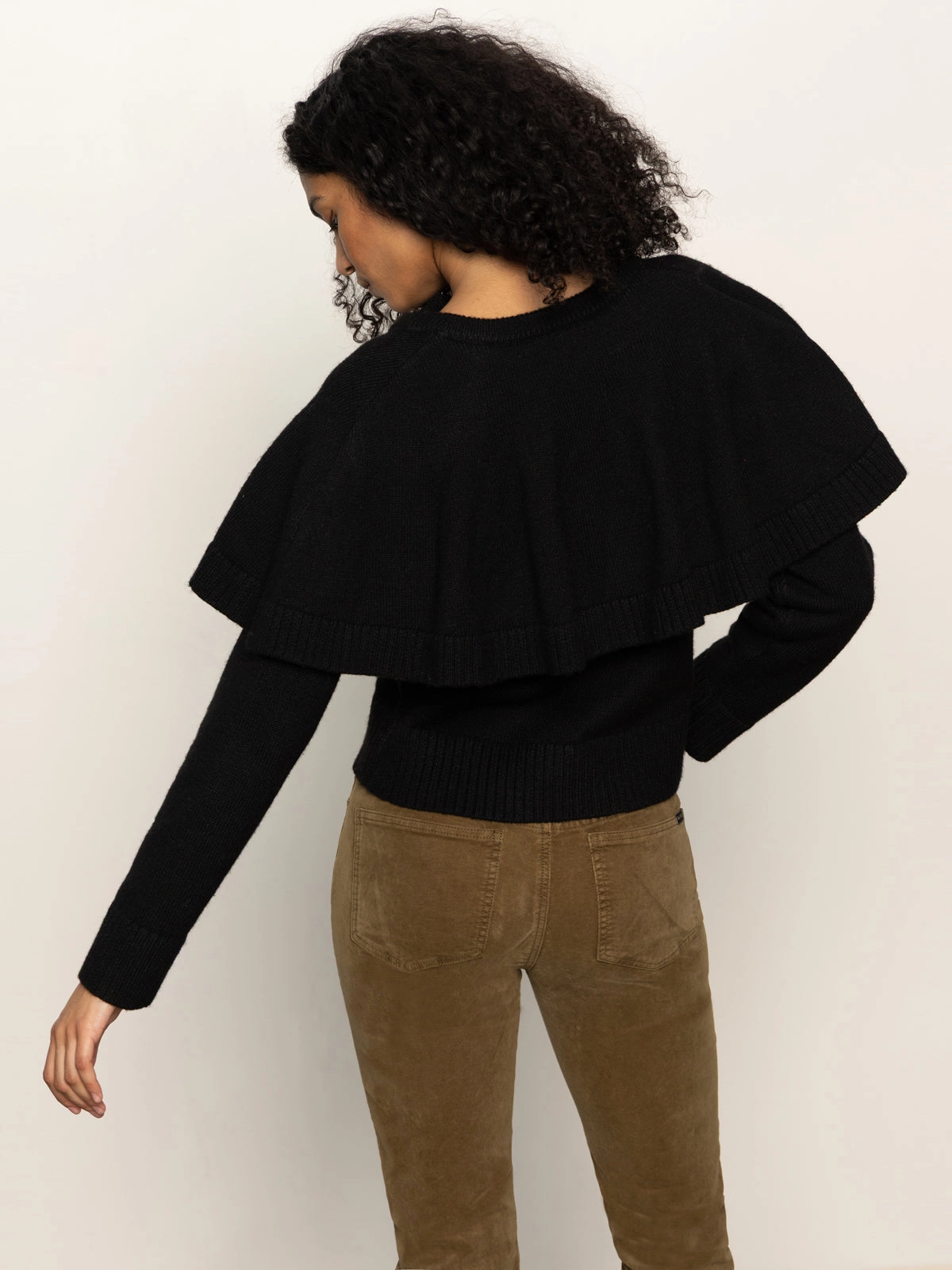 Cape Cardi Black Elastic hem
