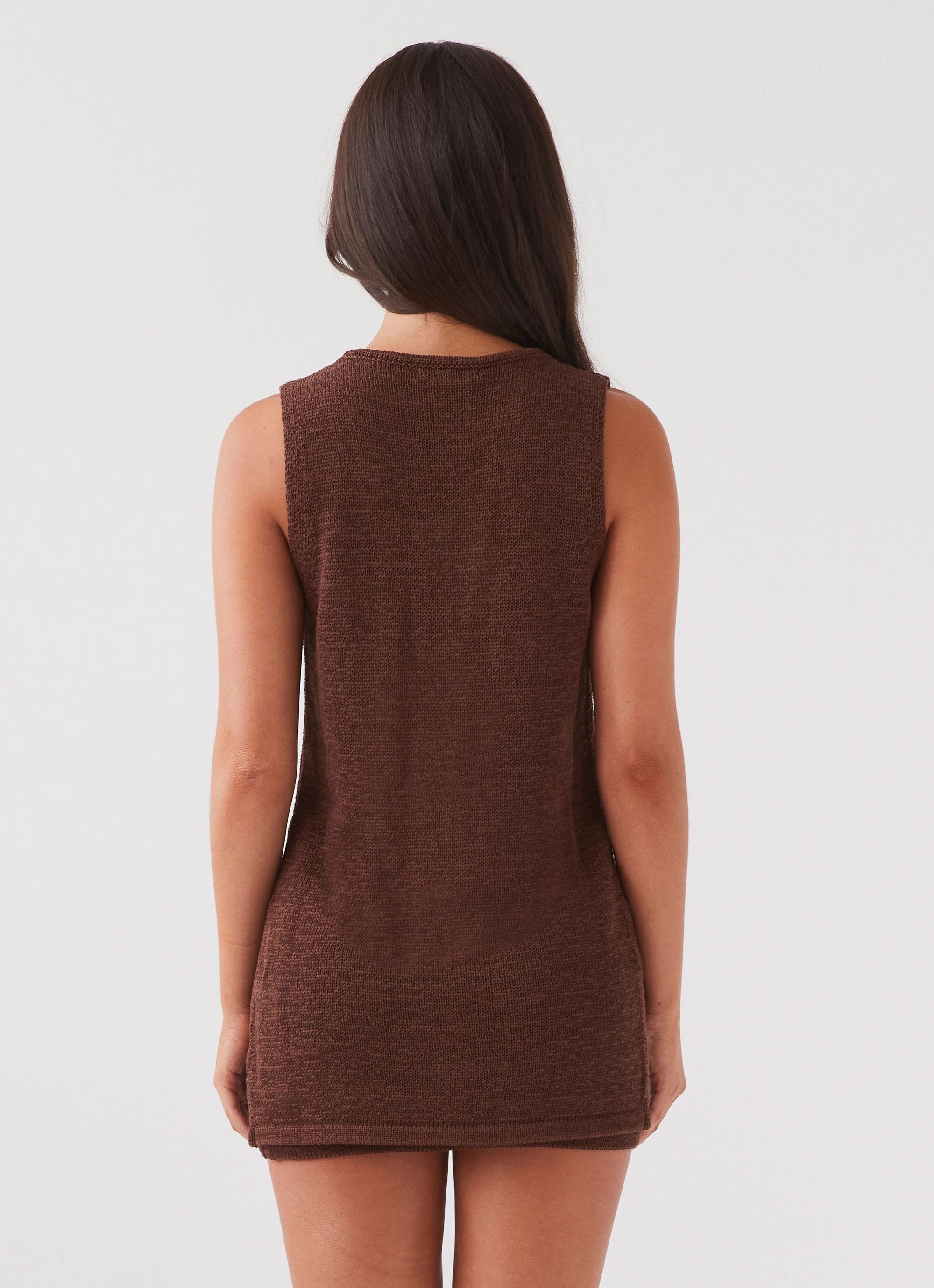 NoSlip Grip Hydrophobic Surface Treatment Capri Glow Knit Top - Chocolate