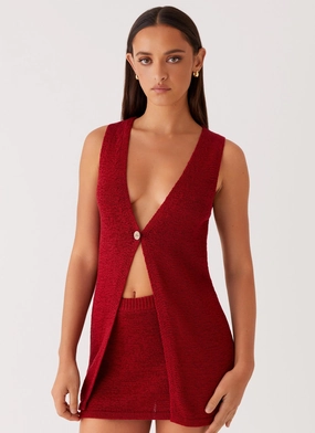 Capri Glow Knit Top - Maroon NonRestrictive Cut Capri Glow Knit Top - Maroon SeamlessSidePanels MinimalistAesthetic