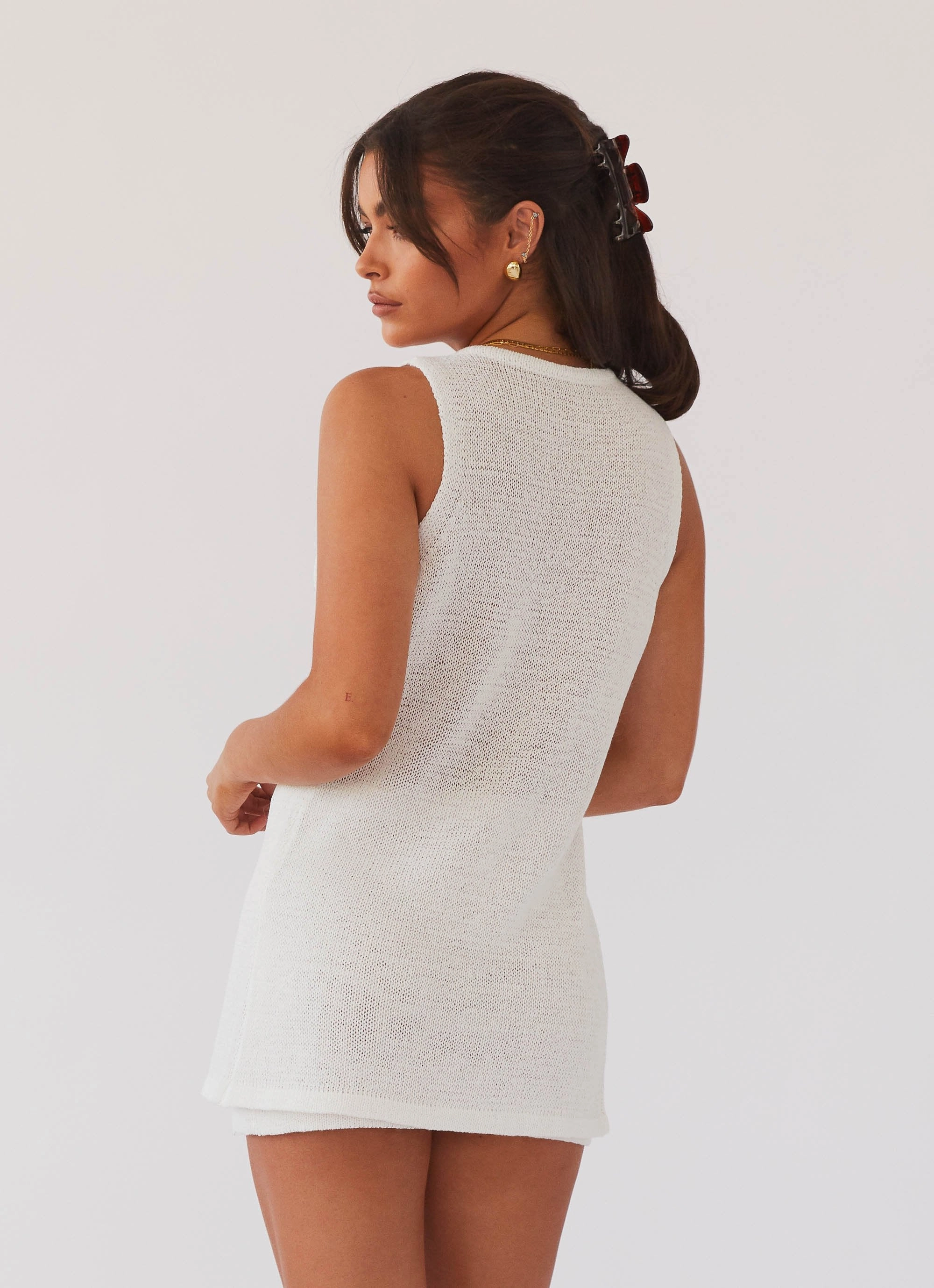 Sun Protective Fabric Classic Cut Capri Glow Knit Top - White