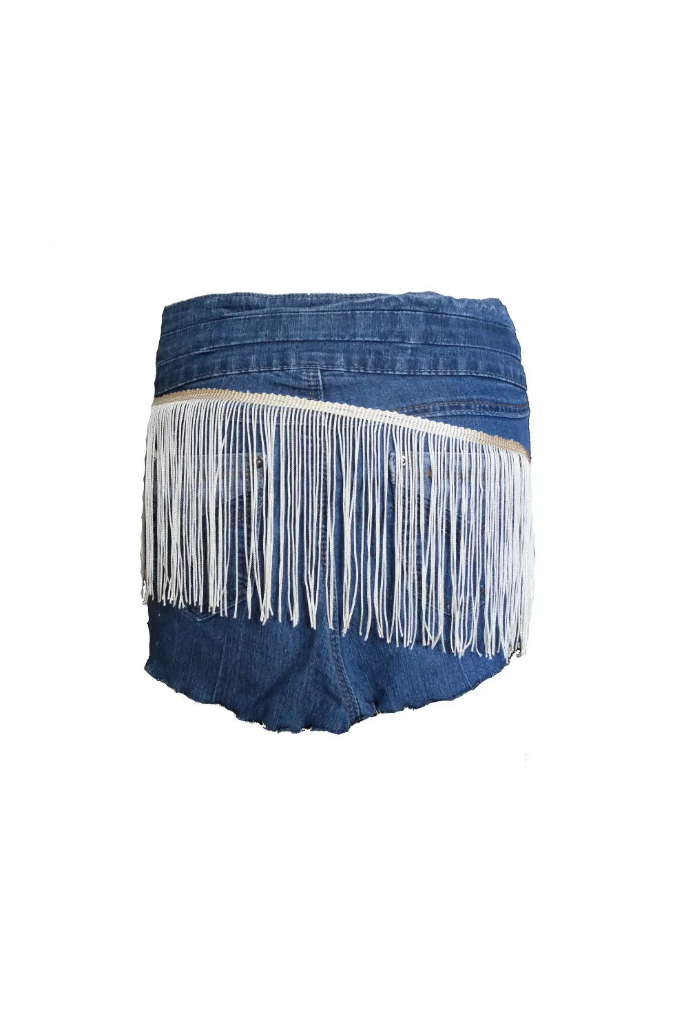 Caramel Fringe Denim Micro Skirt (XS)