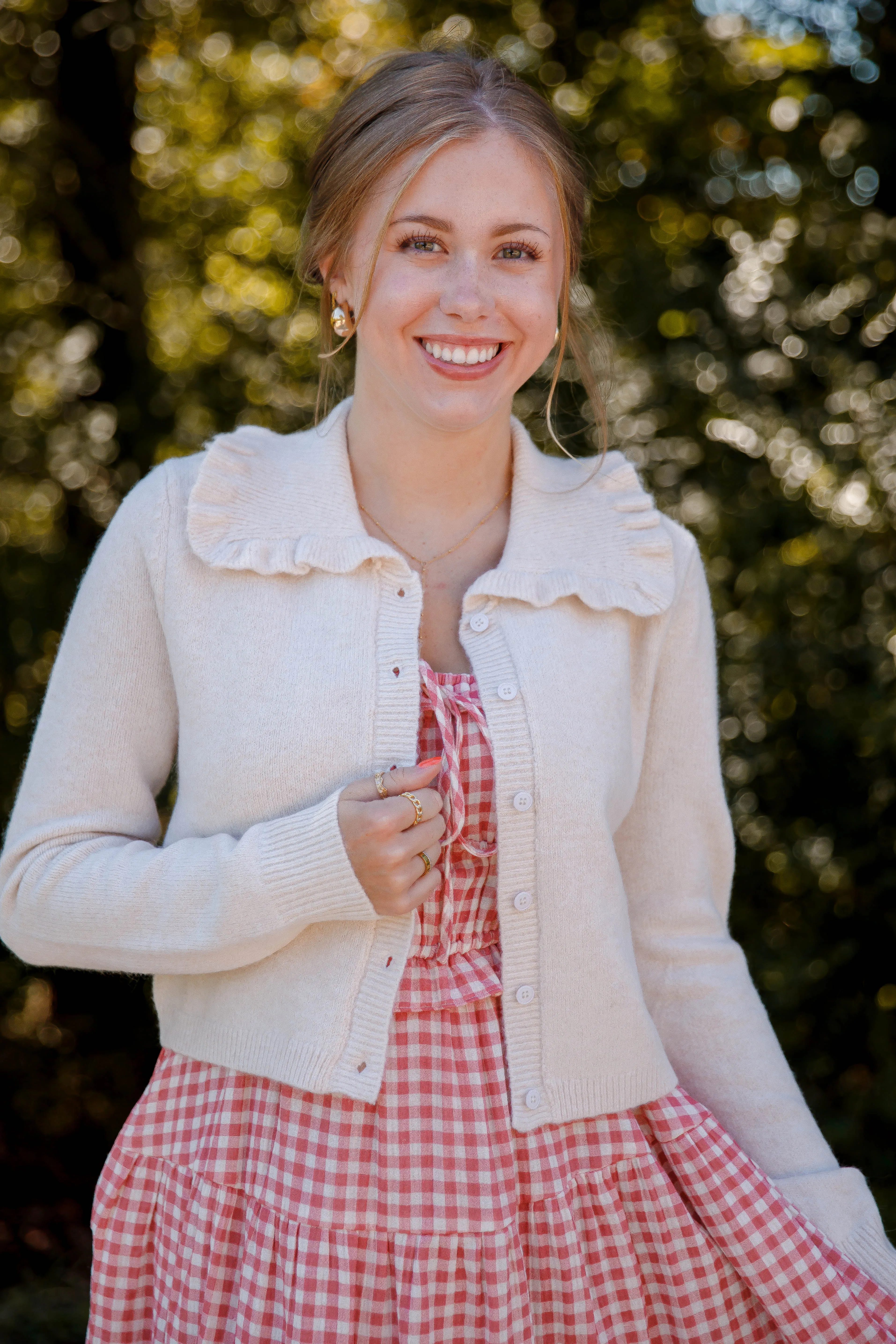 Minimalist Styling Frills and Thrills Cardigan-Beige