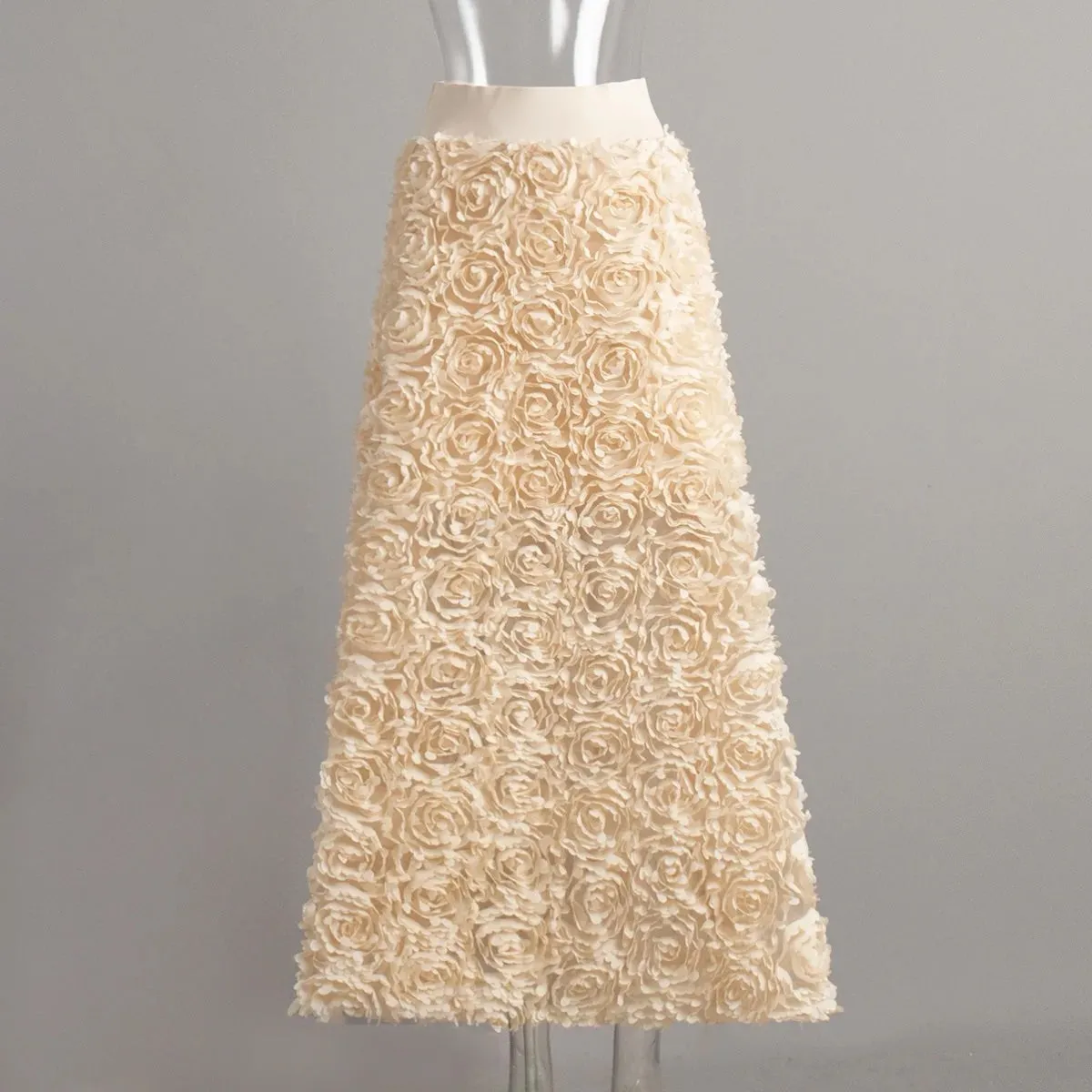 Carin 3D Flower Petals Maxi Skirt