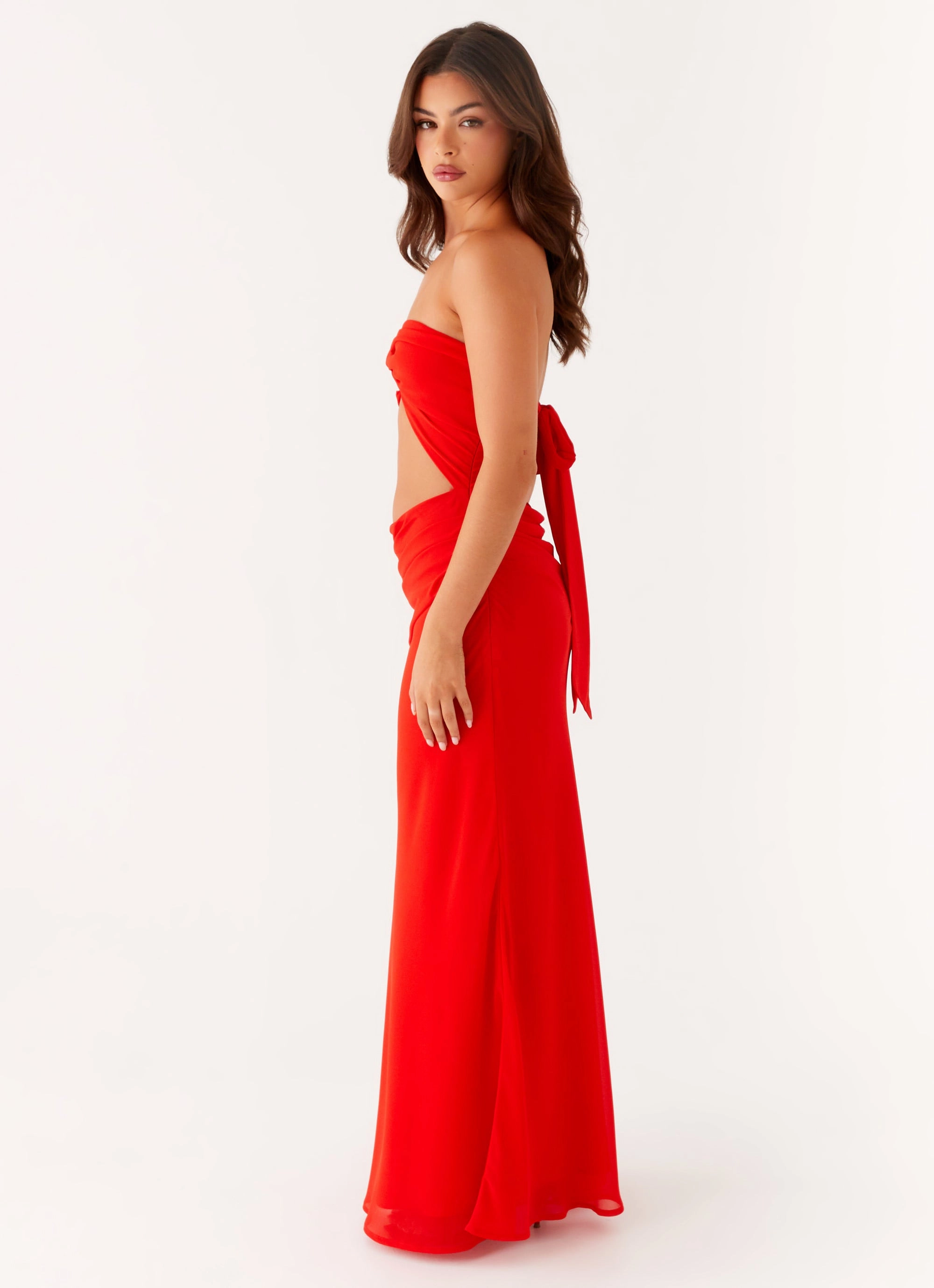 Carla Maxi Dress - Red Elegant Waist