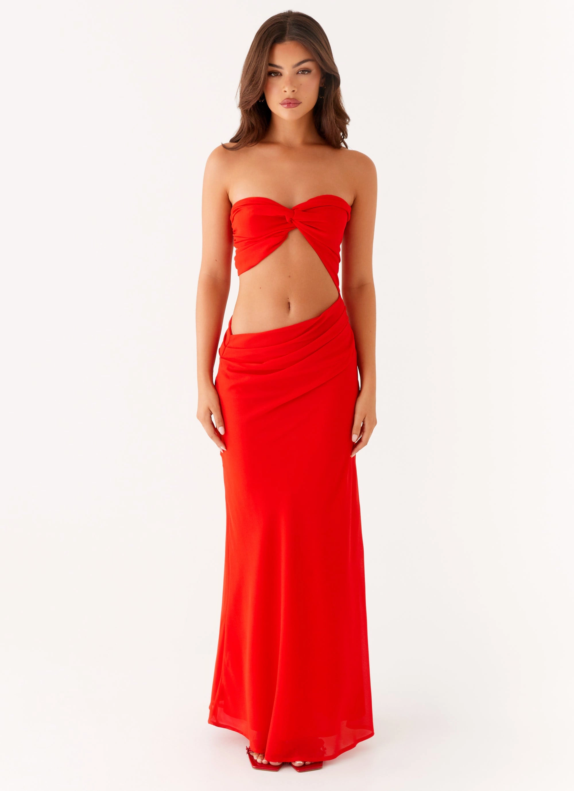 Carla Maxi Dress - Red Quick Fit Flowy Cut