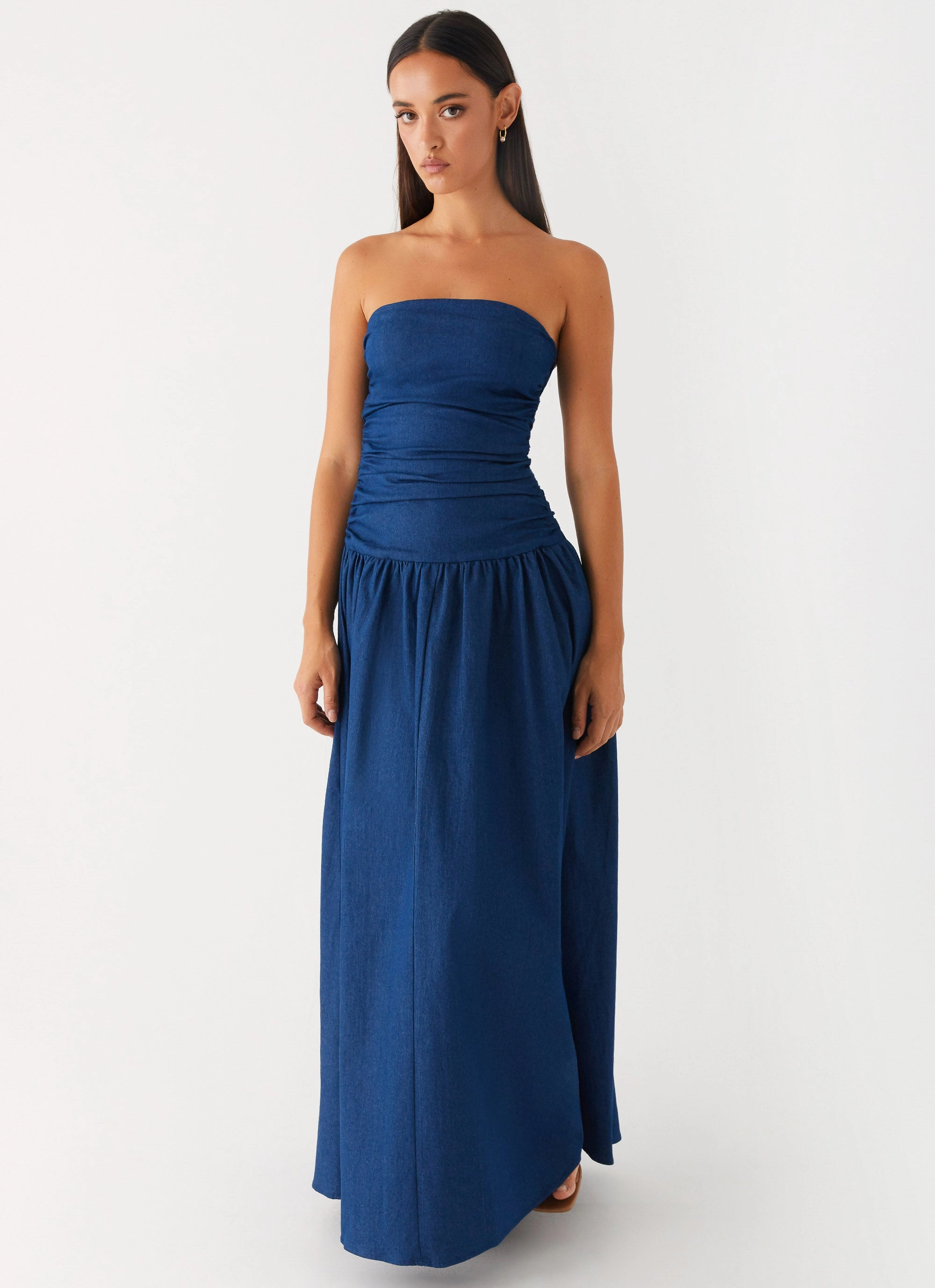 Carmel Denim Maxi Dress - Indigo Calm Aesthetic
