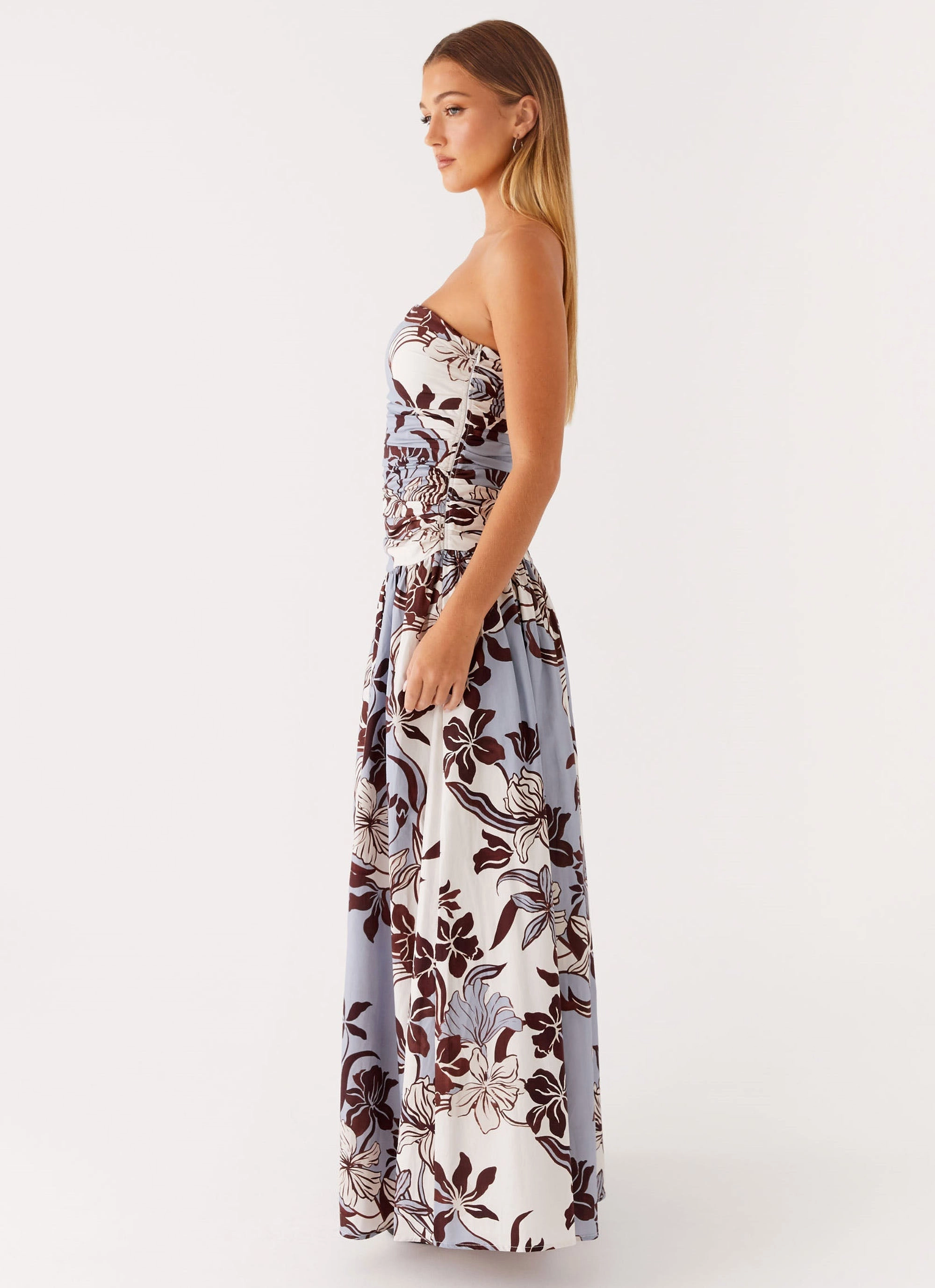 Power Soft Carmel Maxi Dress - Bluewood Blossom