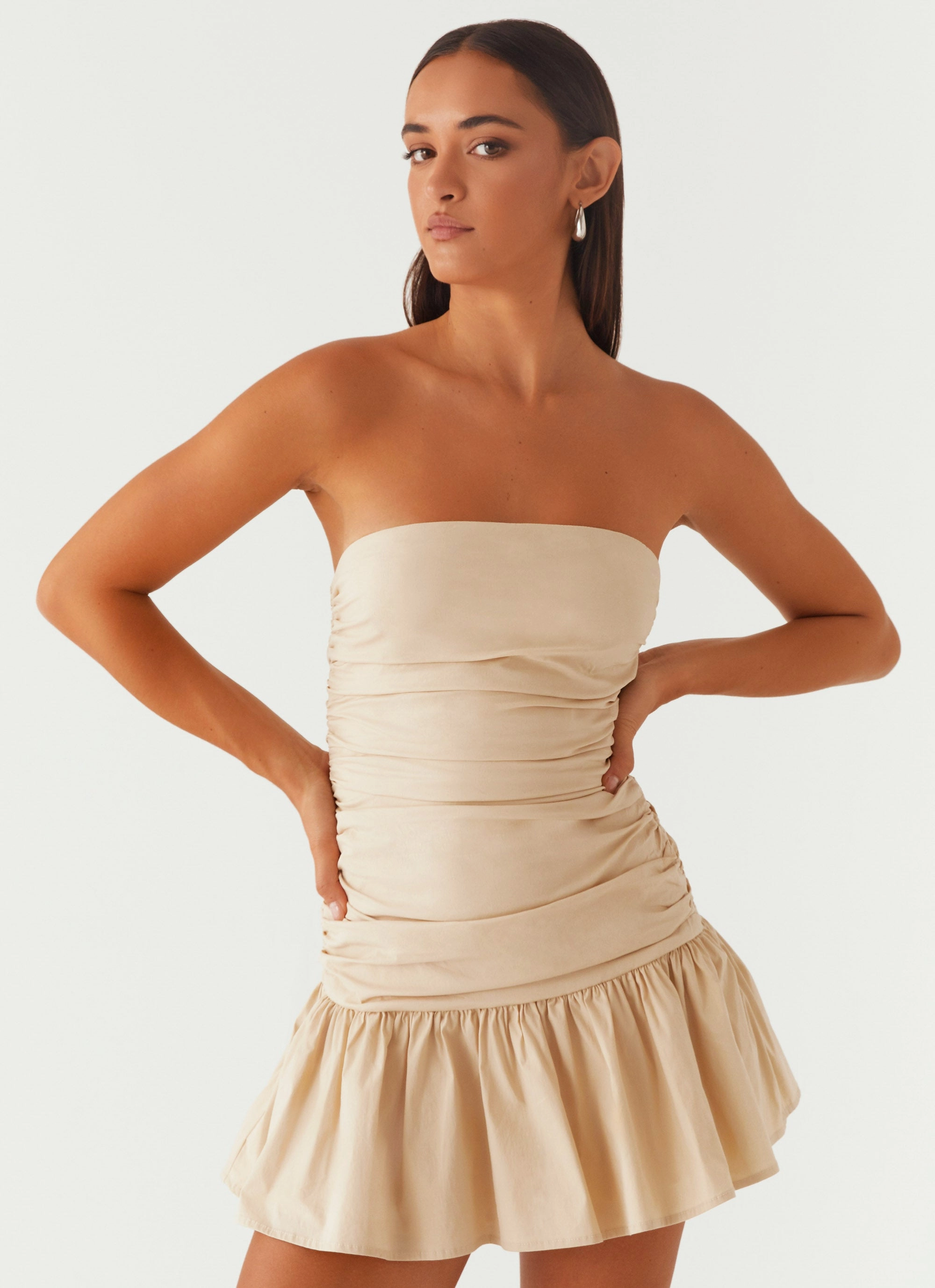 Light Attitude Evening Glow Carmel Mini Dress - Ivory