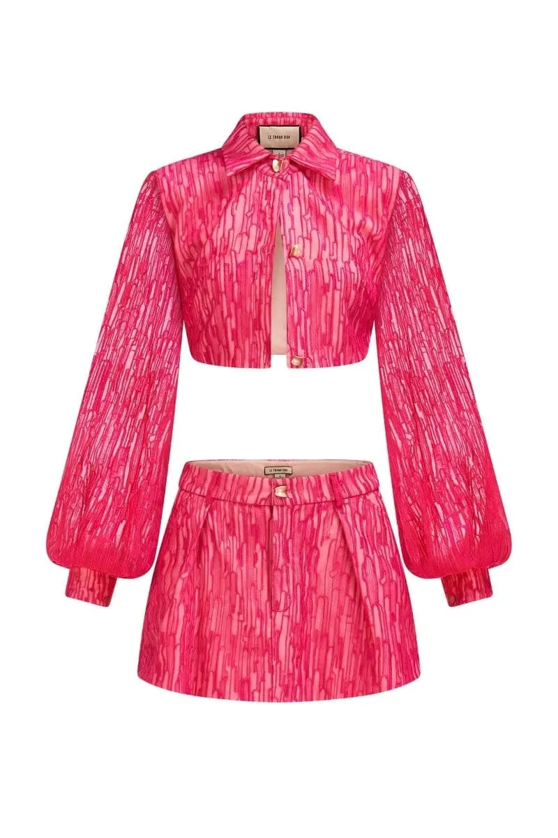 CARNELIAN CROPPED SHIRT AND MINI SKIRT SET