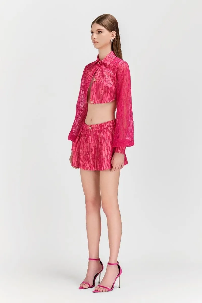 CARNELIAN CROPPED SHIRT AND MINI SKIRT SET