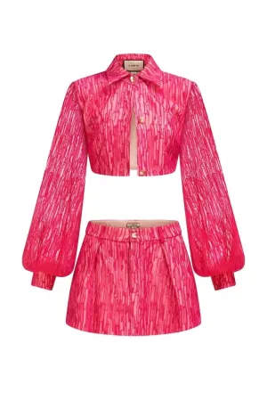CARNELIAN CROPPED SHIRT AND MINI SKIRT SET
