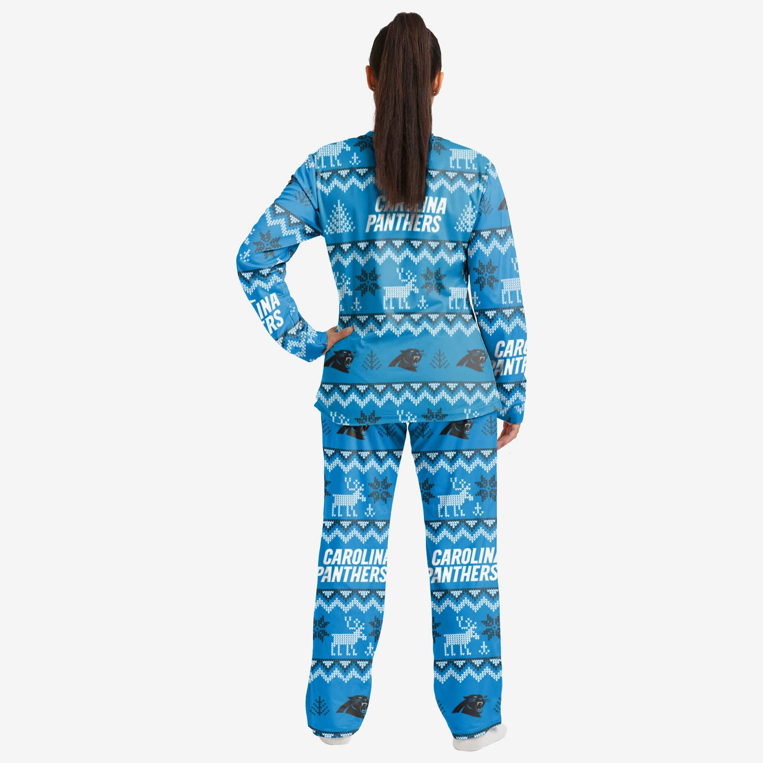 Carolina Panthers Womens Ugly Pattern Family Holiday Pajamas